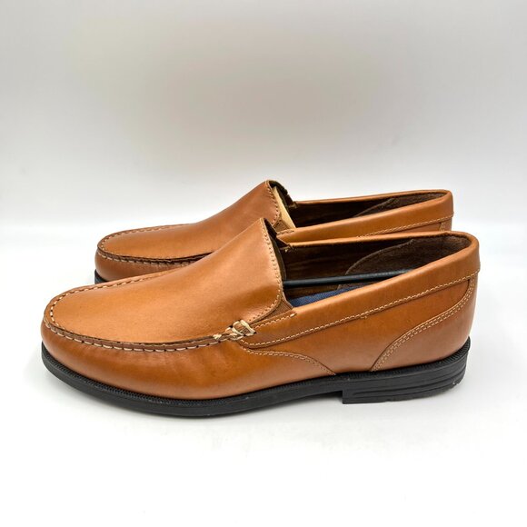 8.5W 8.5 WIDE WIDTH Rockport Mens Preston Venetian Brown Leather Loafers Shoes‎ main image 8